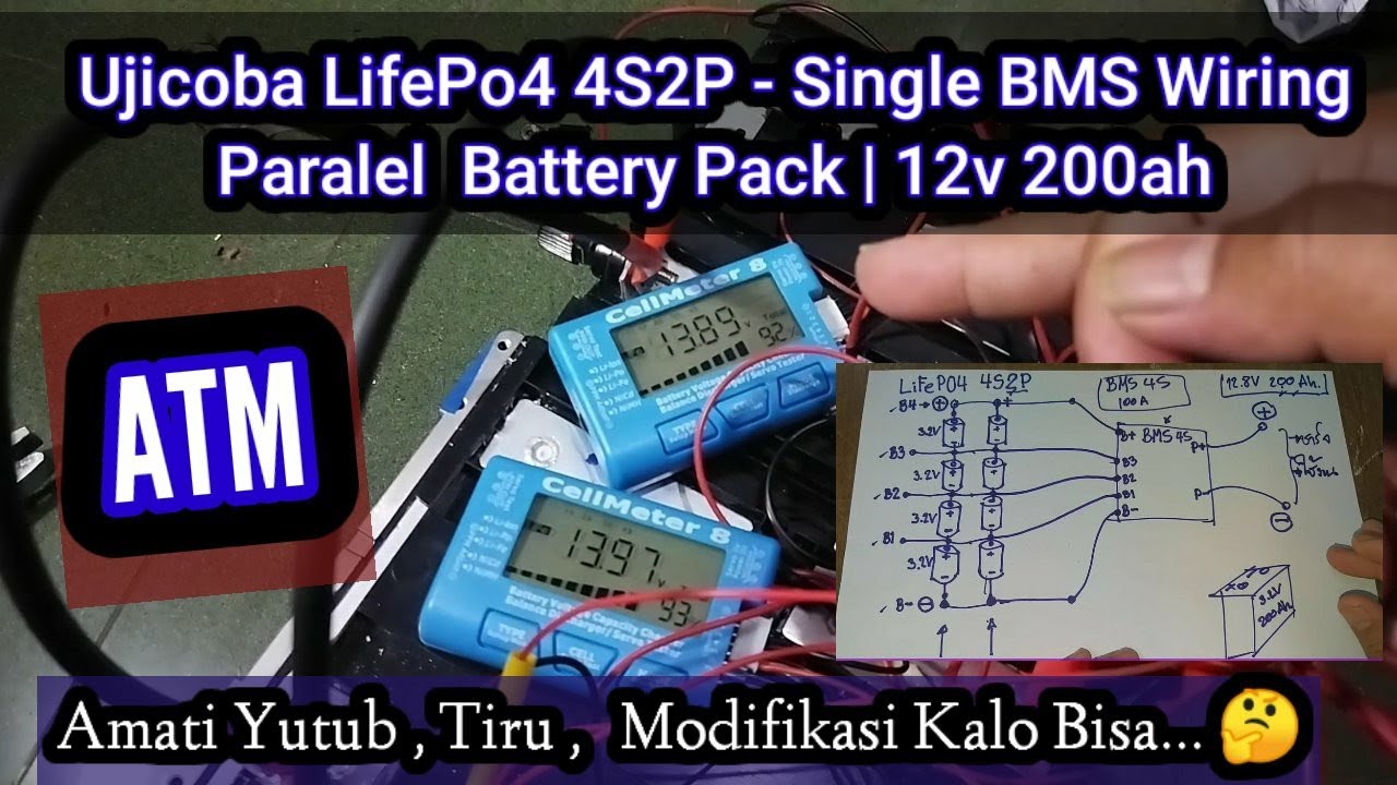 Ujicoba Paralel Battery Pack LifePo4 100ah | 4S2P pakai 1 BMS Apakah Bakal Baek Baek Aja ?