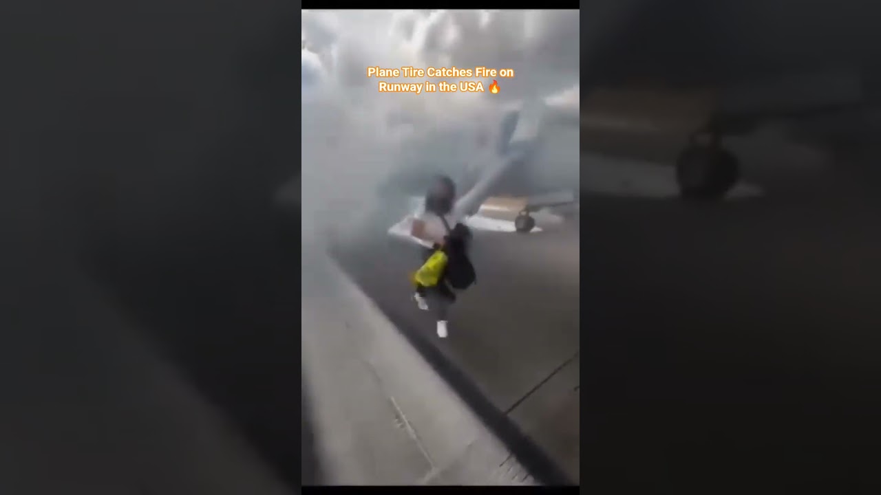 Plane Tire Catches Fire on Runway in the USA | Emergency Evacuation Caught on Camera!