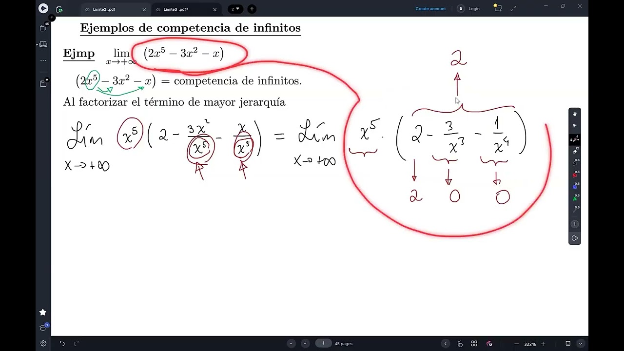 Límites donde compiten infinitos.