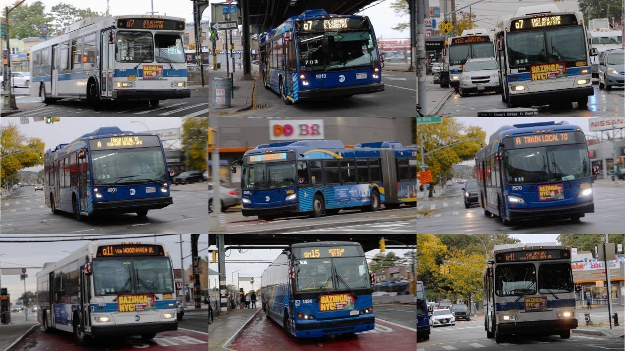 NYCT and MTA Bus Company: Q7, Q11, Q21, Q41, Q52-SBS, Q53-SBS, Q112, QM15, and the (A) Shuttle Bus