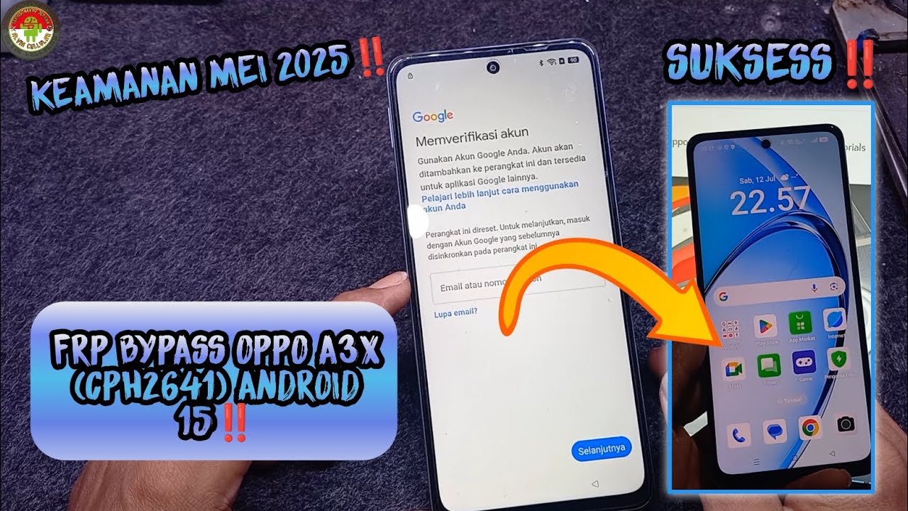 FRP BYPASS OPPO A3X (CPH2641) ANDROID 15 KEAMANAN MEI 2025‼️