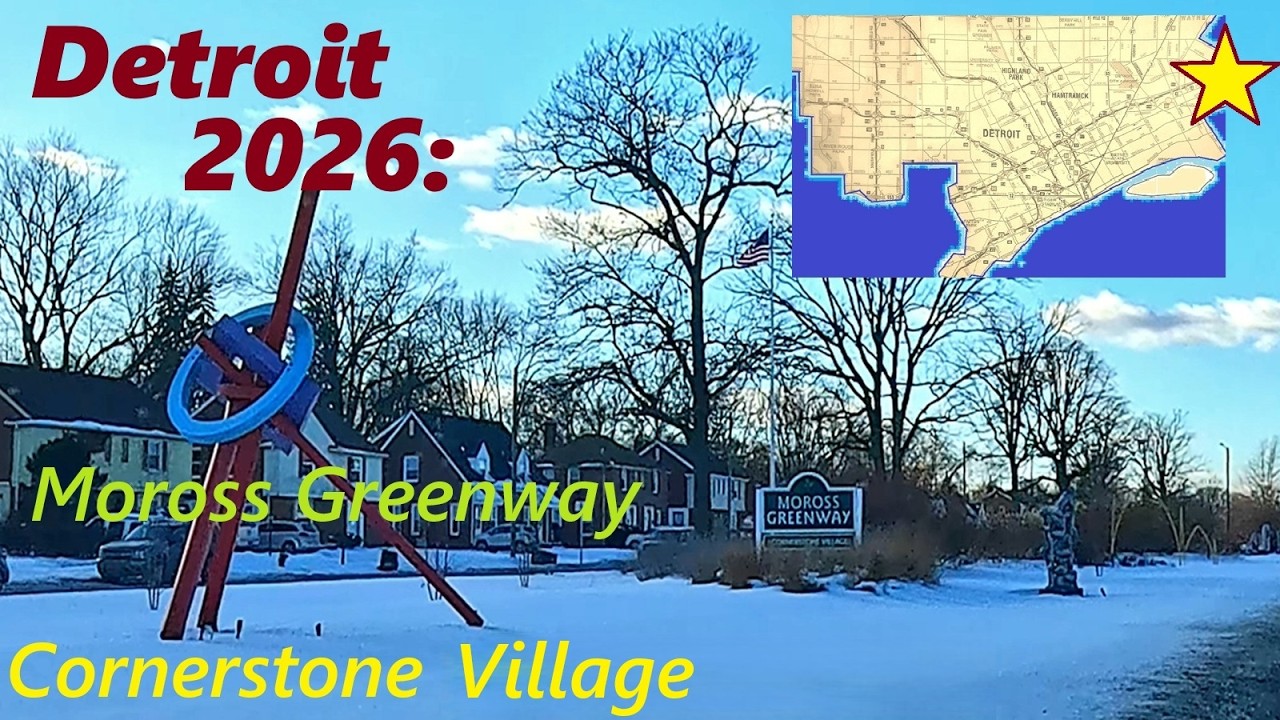 Detroit's Cornerstone Village And Moross Greenway. Far East Neighborhood Drive. Mack & Moross Area.