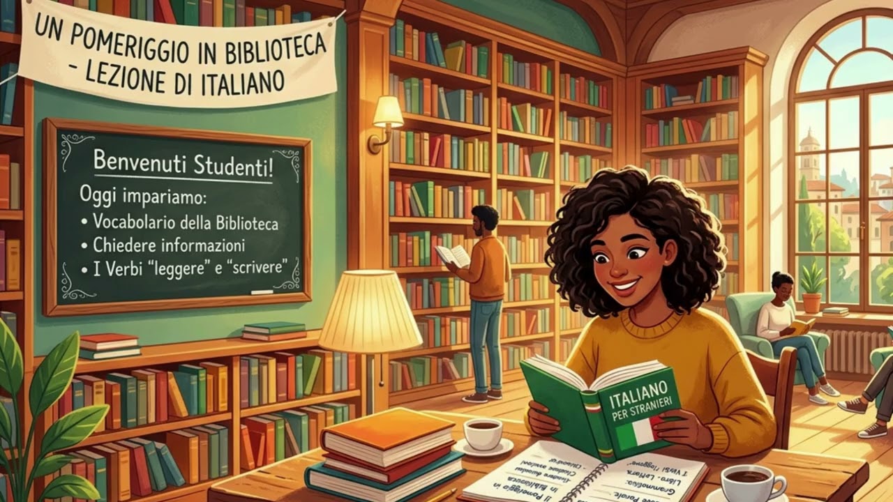 A Day in an Italian Library 🇮🇹 Italian Listening Practice with a Real Story