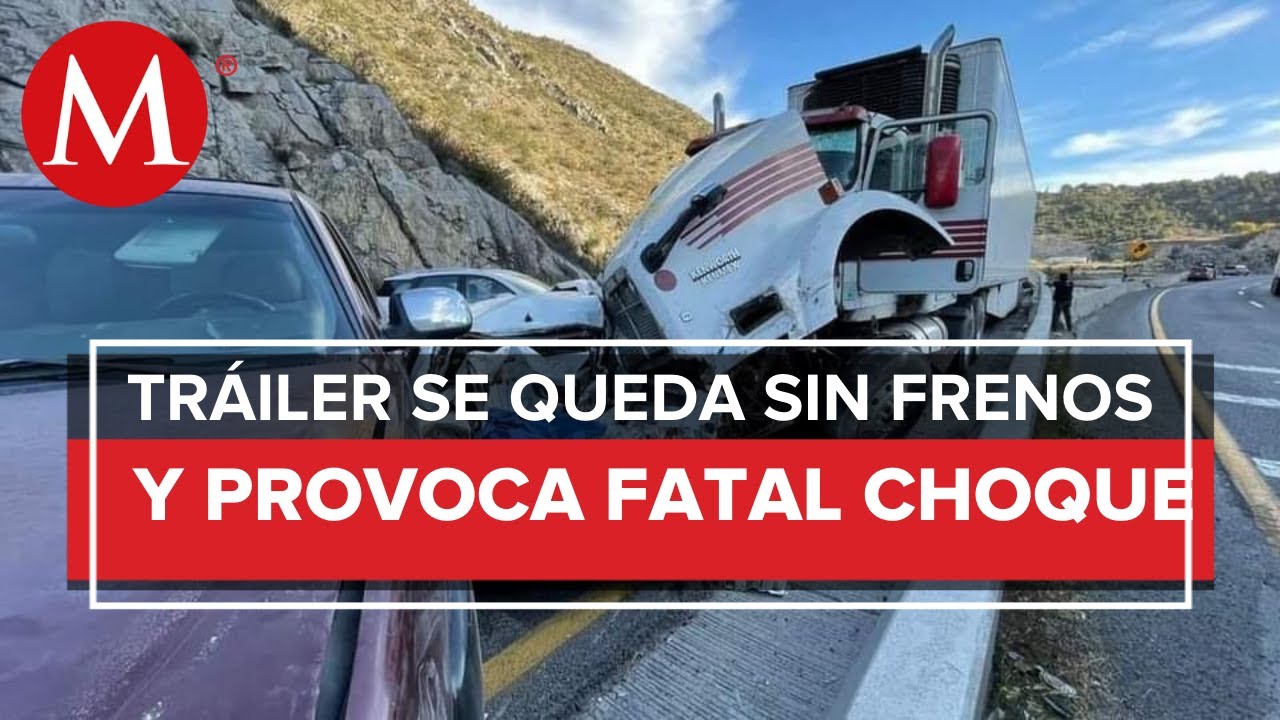 Un tráiler sin frenos se impacta con 20 vehículos en Saltillo carretera 57