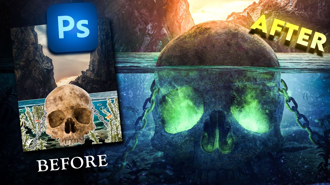Create an UNDERWATER SKULL in Photoshop | Photo Manipulation
