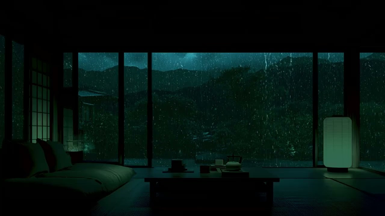 Relaxing Rainfall by the Window with Gentle Piano for Insomnia Healing and Peaceful Sleep