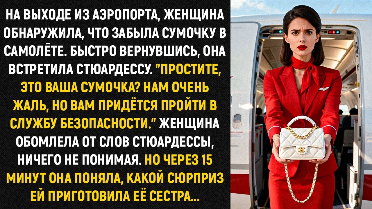 На выходе из аэропорта, женщина обнаружила, что забыла сумочку в самолёте. Быстро вернувшись...