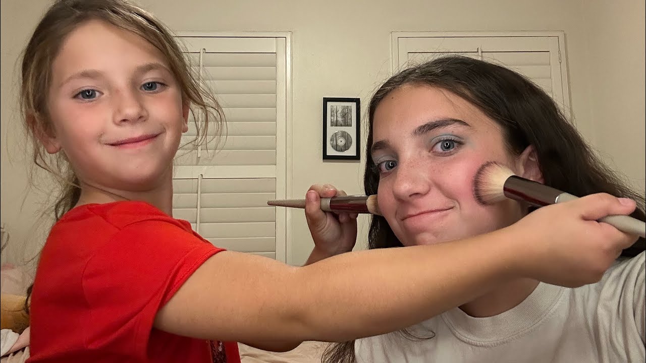 Letting my little sister do my make up! 😳￼