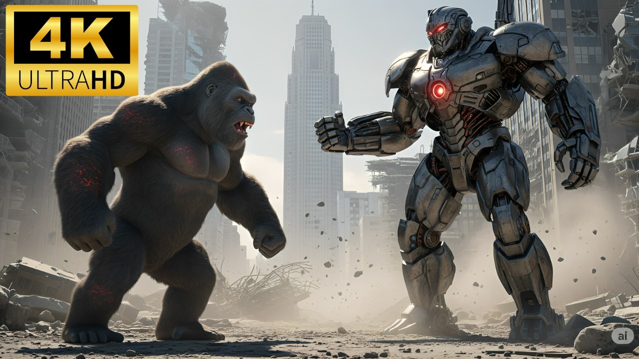 King Kong vs Giant Robot: Epic Monster Battle in the City