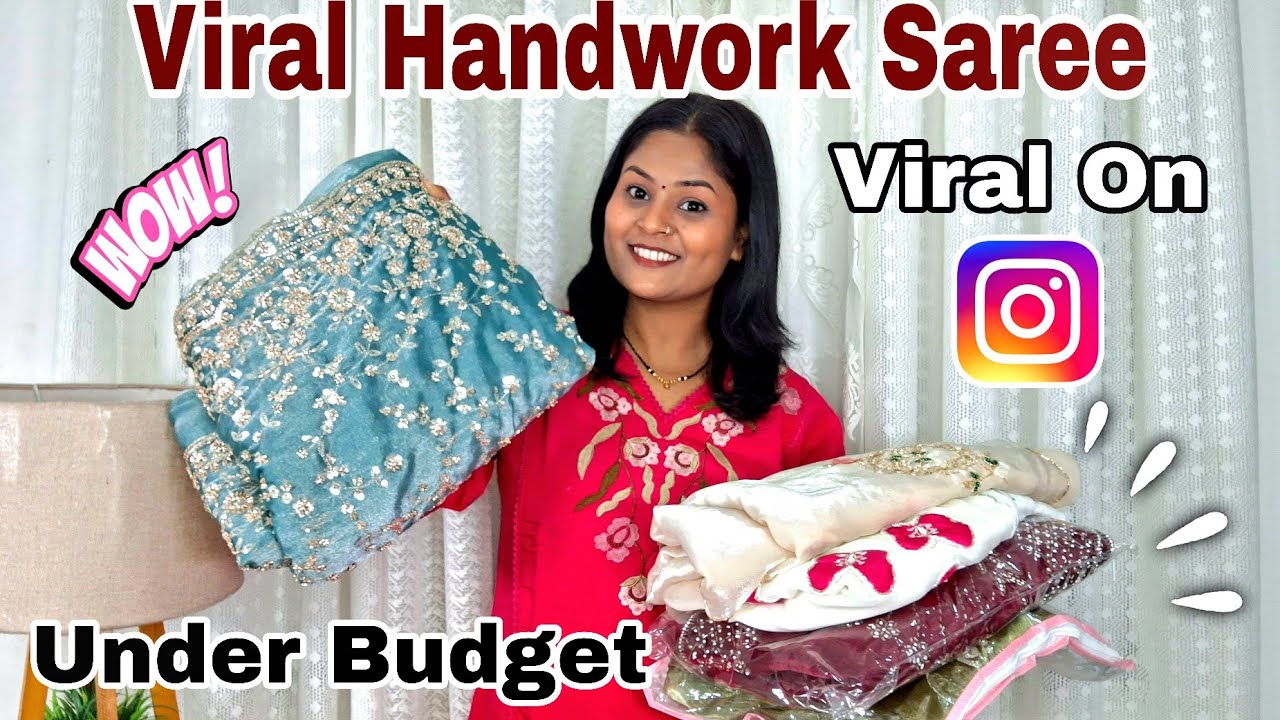 Viral Handwork Saree Haul Under Budget 😍 | Wedding Function Sarees | Flipkart / Meesho Haul 