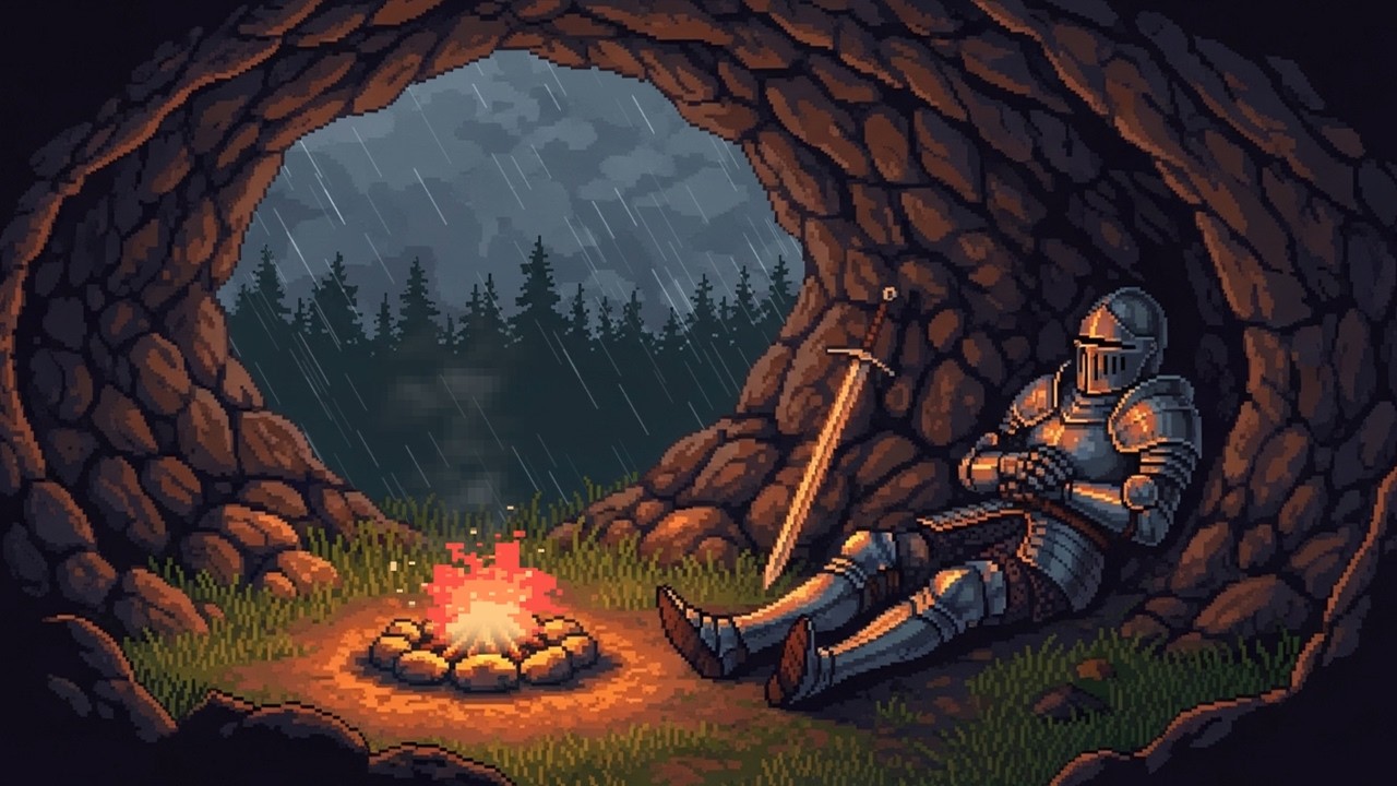 A cozy cave... While the rain falls outside