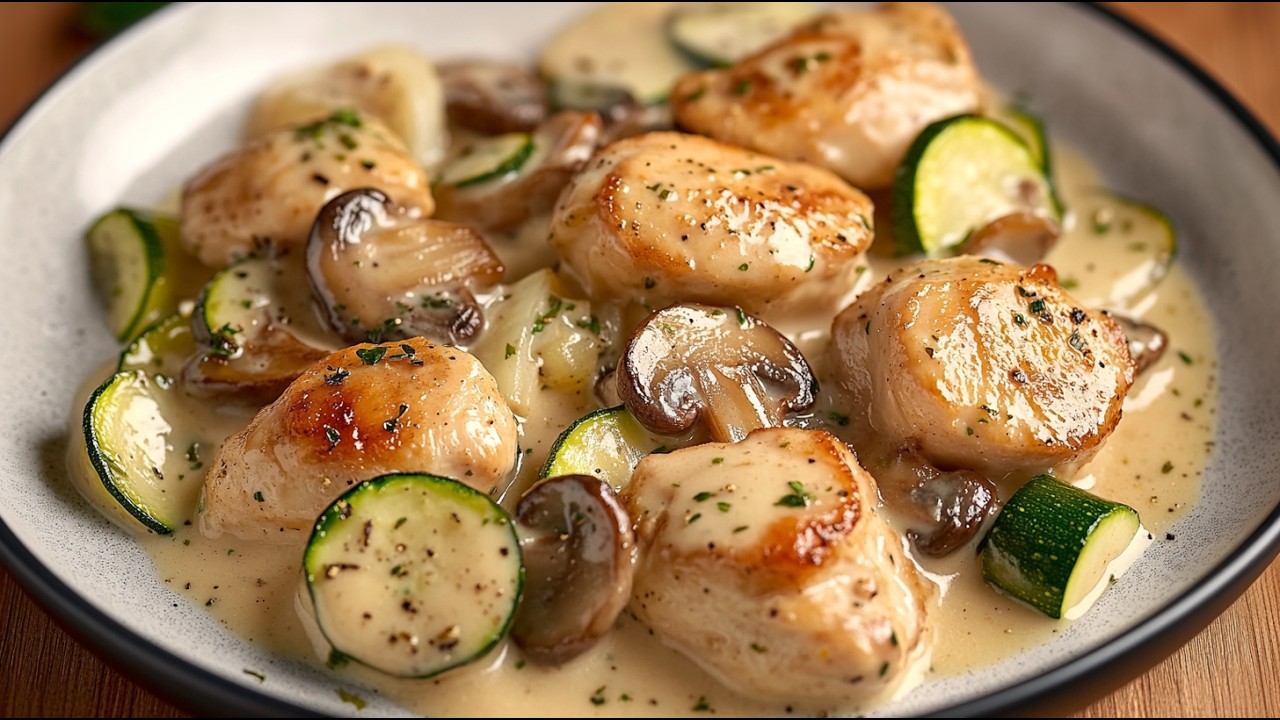 Я никогда не ел курицу в таком вкусном соусе! Эти кабачки и курица просто восхитительны!