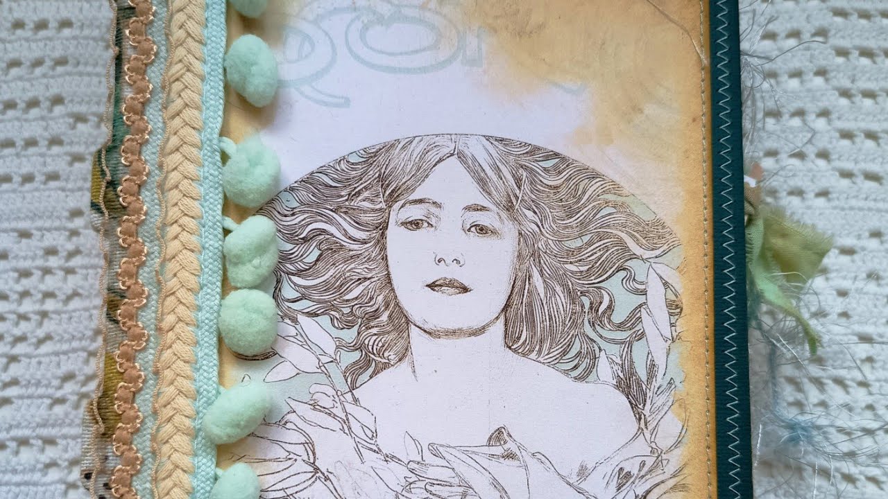 Art Nouveau Junk Journal, handmade junk journal for sale