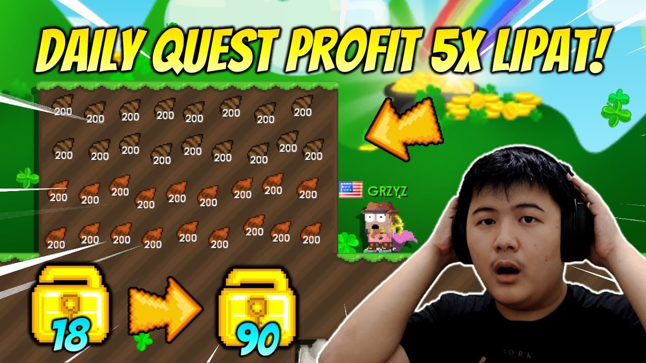 MODAL 18 JADI 90 WLS!! PROFIT 5X LIPAT DENGAN DAILY QUEST - GROWTOPIA PROFIT 2021 | GRZYZ GT