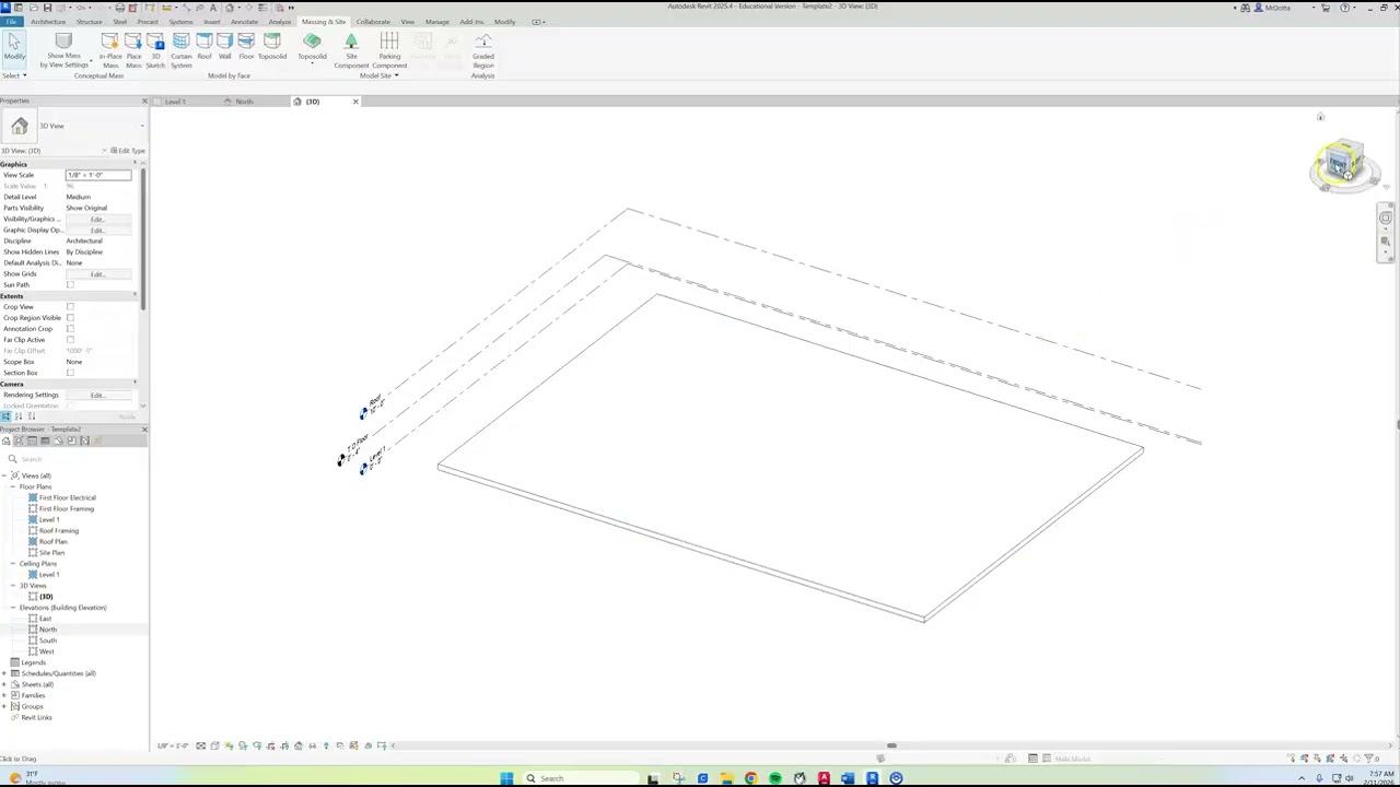 Intro to Revit 2025, topography, elevations and building pad creation