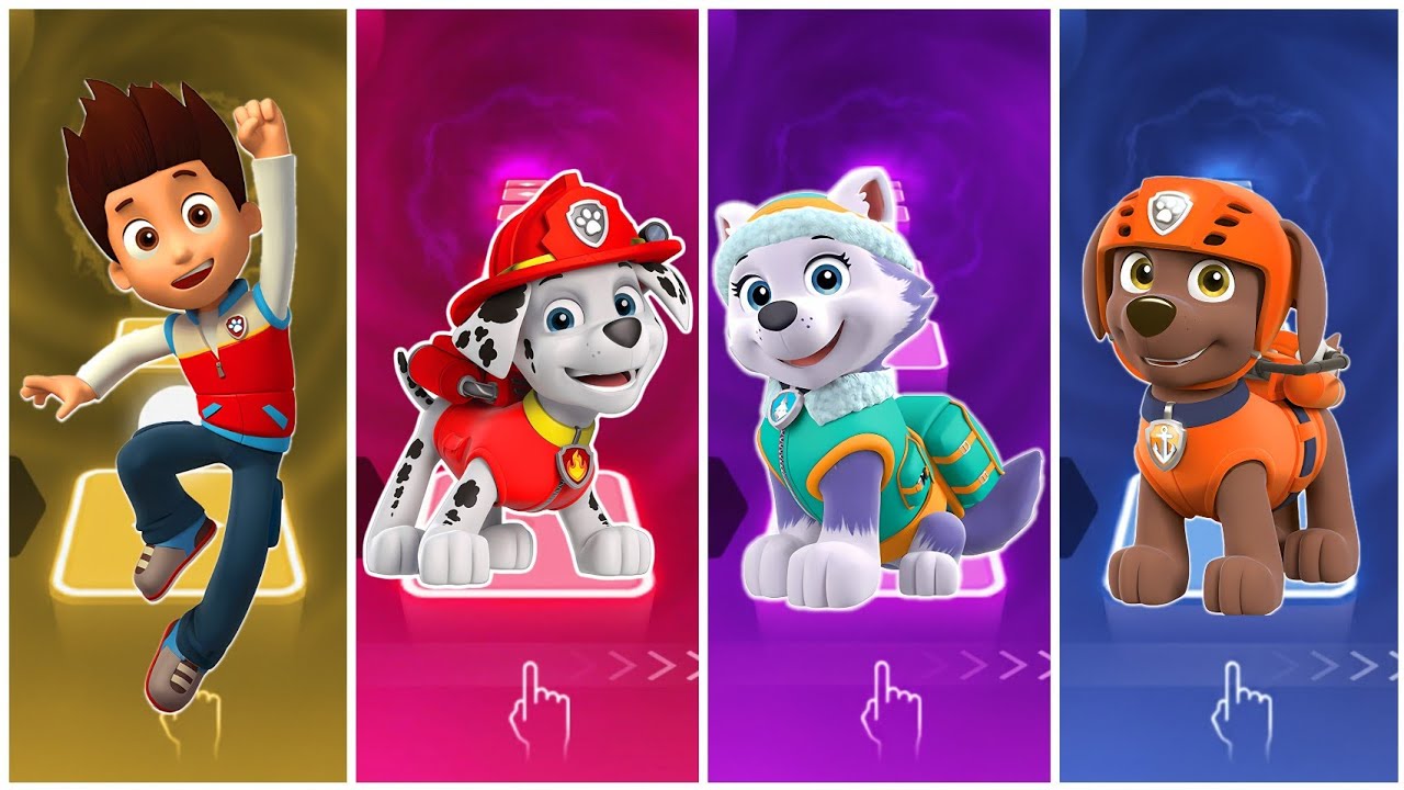 Ryder 🆚️ Marshall 🆚️ Everest 🆚️ Zuma 🆚️ Paw Patrol - Tiles Hop Edm Rush