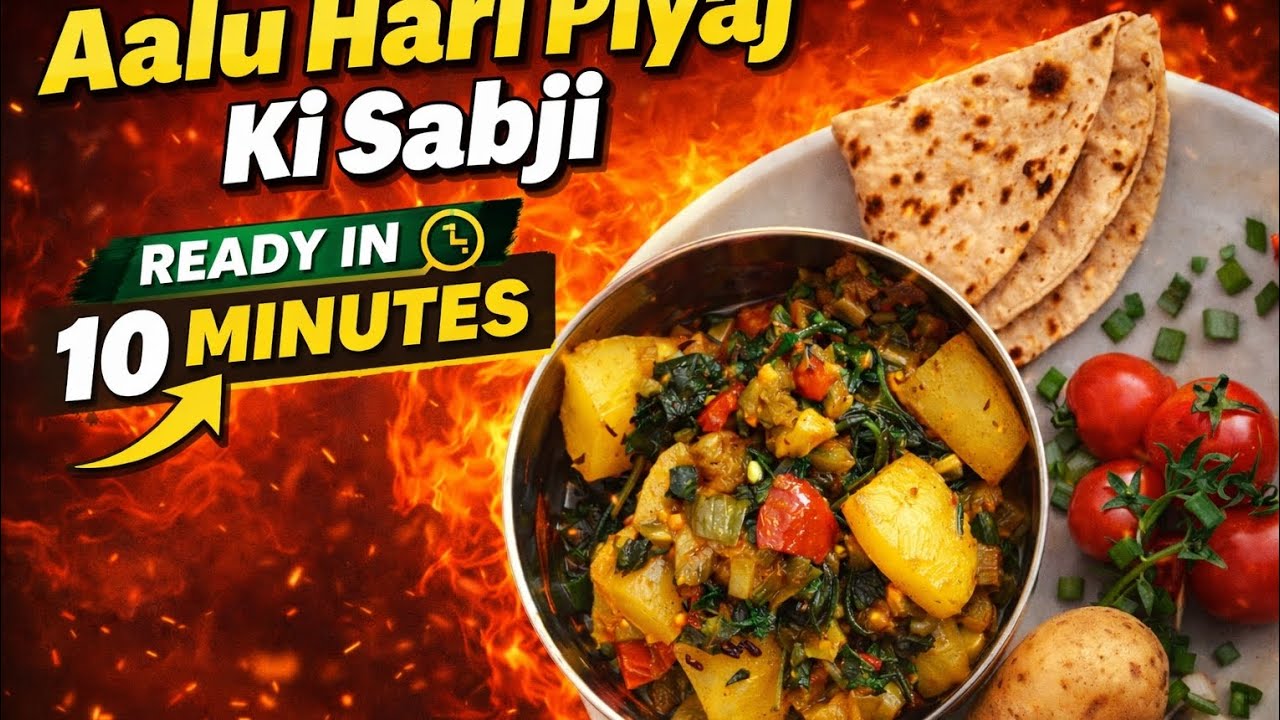 🤔 10 minut mein banne wale aalu Hari pyaj ki sabji#video #food #springonionrecipe 