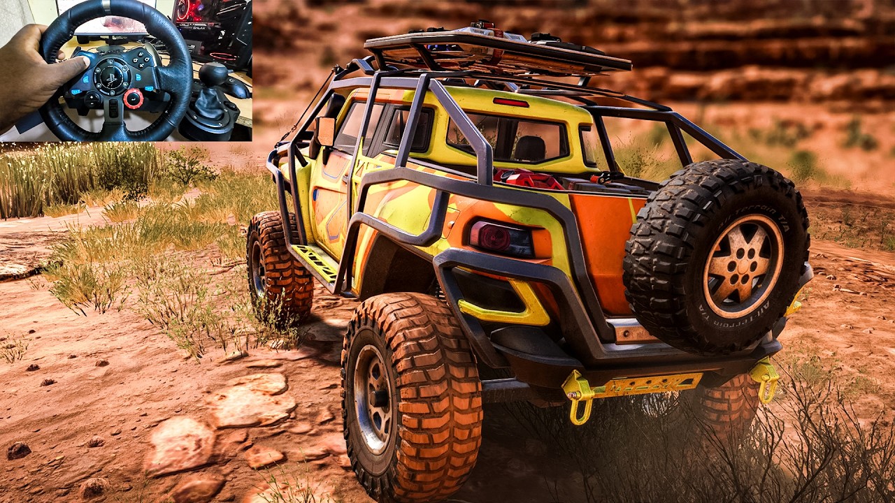 Toyota FJ Cruiser Rock Crawling in Expeditions MudRunner with Steering Wheel