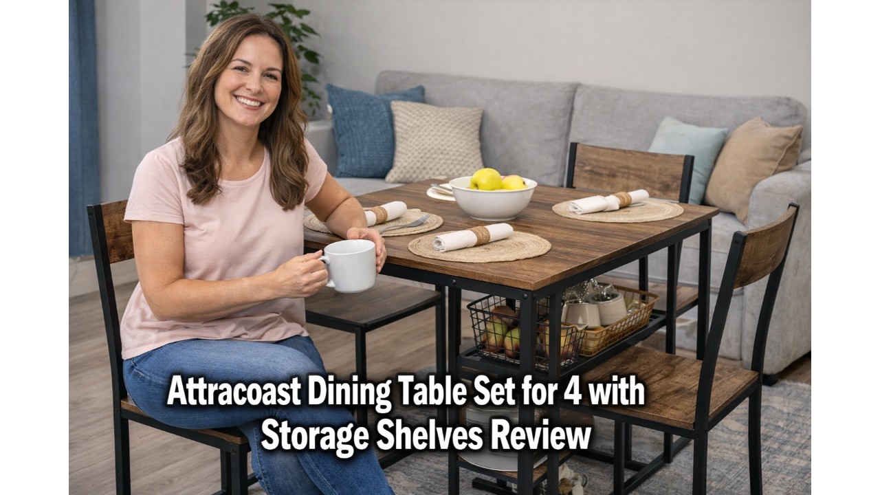 🍽️ Attracoast Dining Table Set for 4 with Storage Shelves Review 🪑