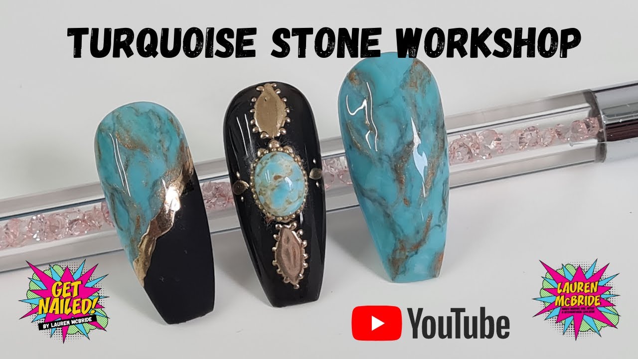 TURQUOISE STONE NAIL DESIGN WORKSHOP