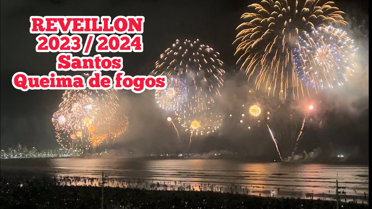 REVEILLON  SANTOS- 2023 / 2024 queima de fogos. ALEXANDRE&GISELLE