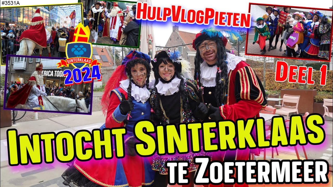 SINTERKLAAS intocht Zoetermeer 2024. Sint komt aan met 120 PIETEN. Ik ben de HULPVLOGPIET!  #3531A