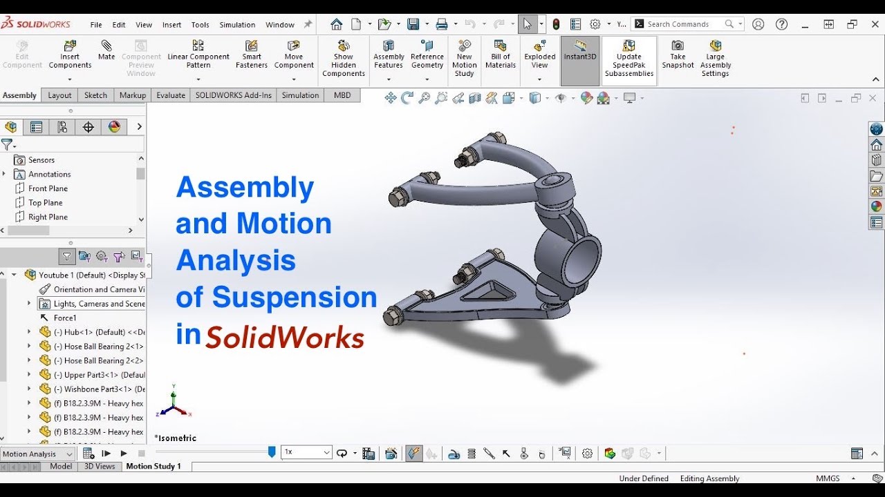 Assembly and Motion Analysis of Suspension in SolidWorks