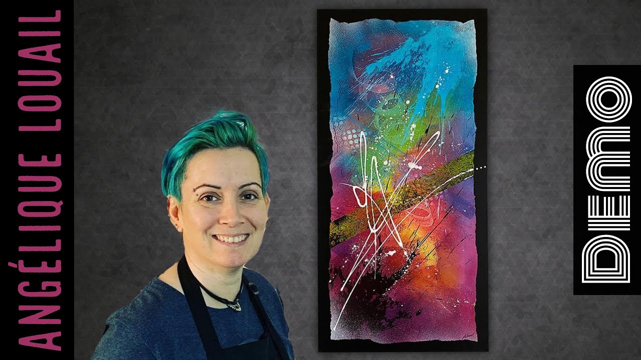 Démo Peinture abstrait coloré avec bande de masquage  par Angélique Louail