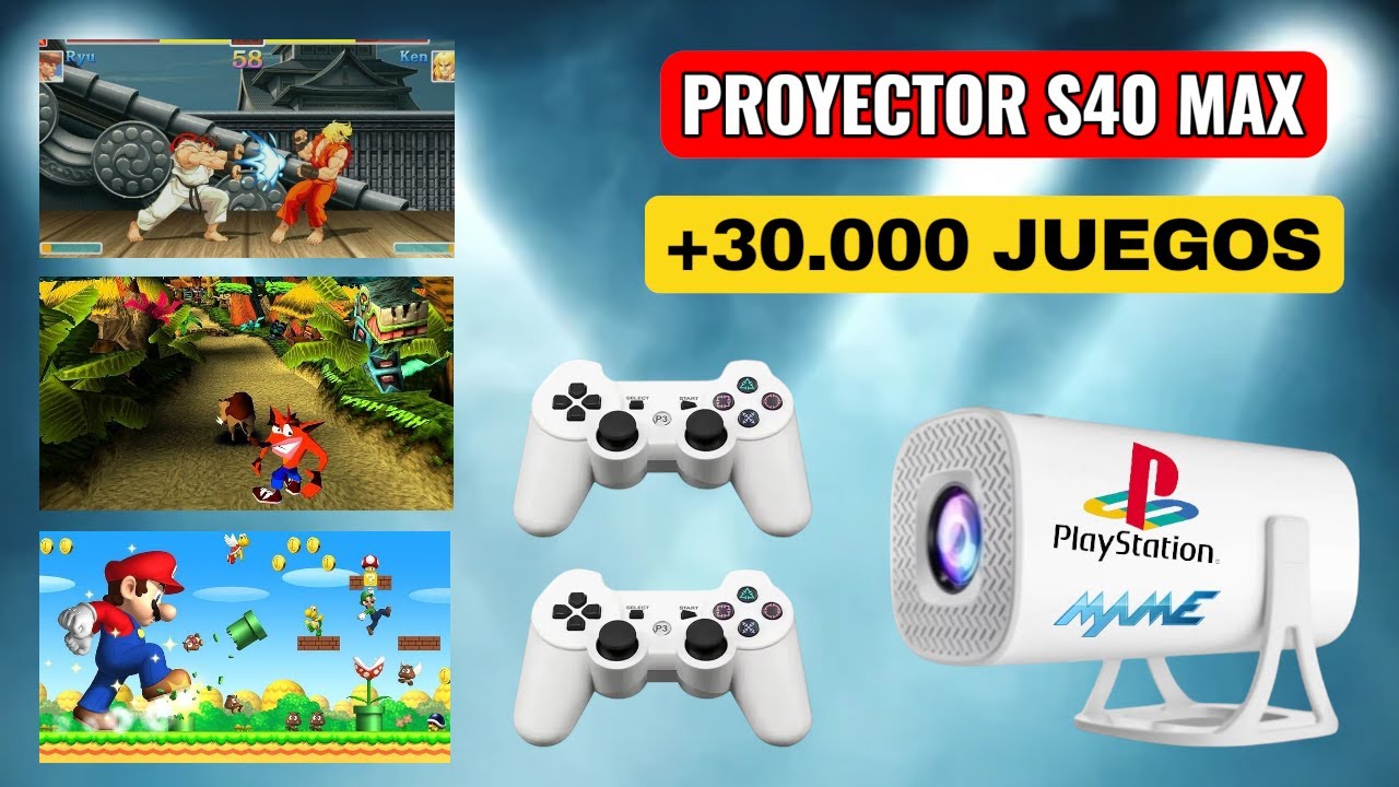 PROYECTOR S40 MAX CON MAS DE 30.000 JUEGOS ARCADES Y PLATAFORMAS COMO SUPER NINTENDO Y PLAYSTATION