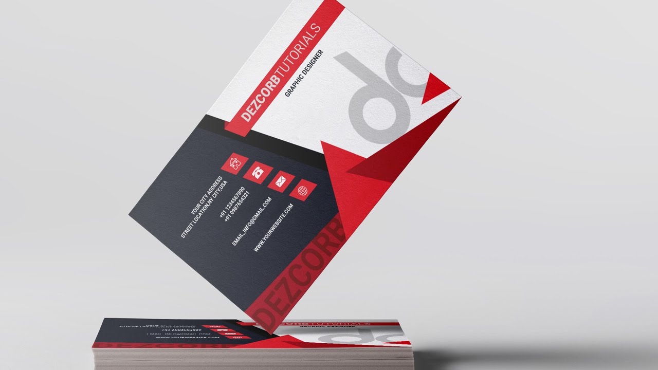 Business card design in photoshop cs6 | Back | Red | Gray