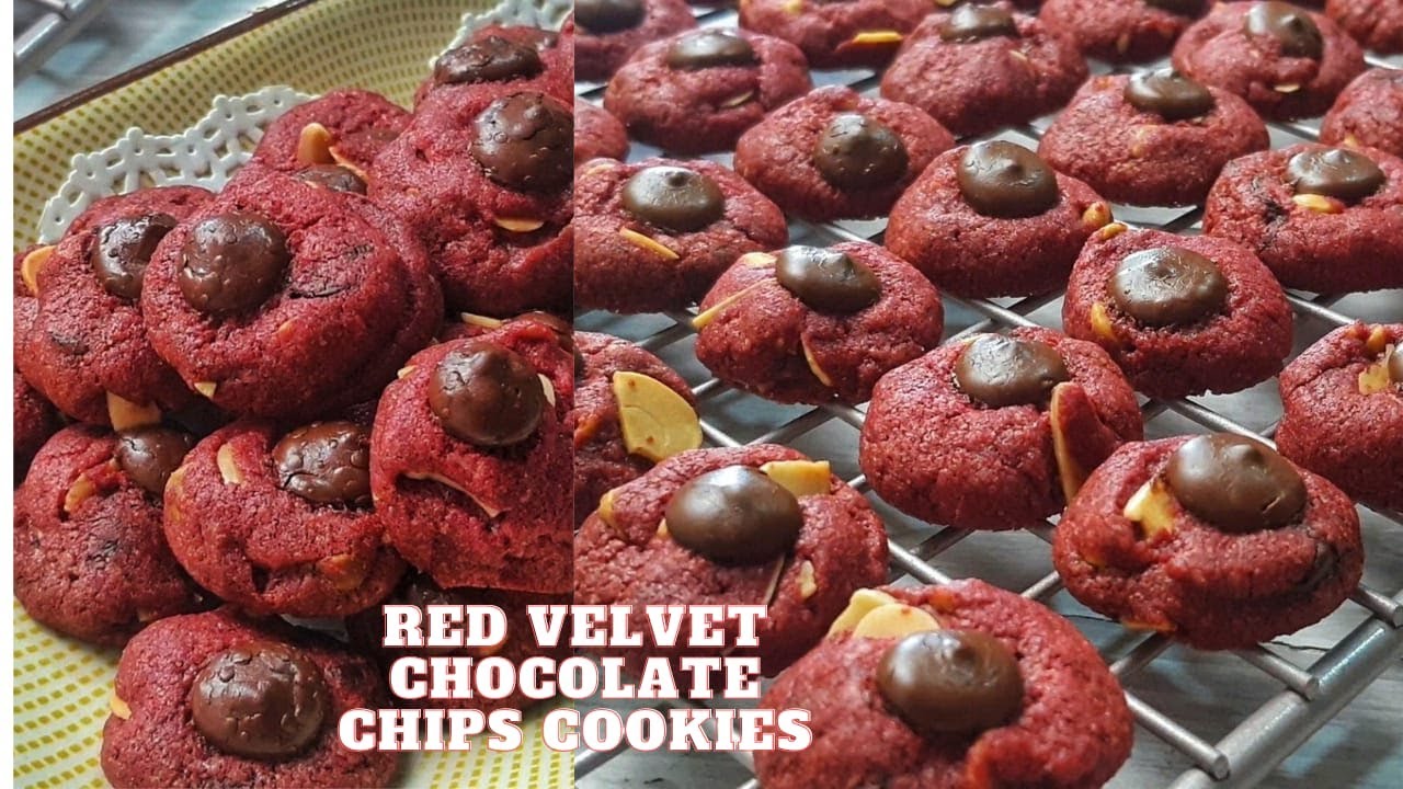 Red Velvet Chocolate Chips Cookies | Biskut Raya 2023