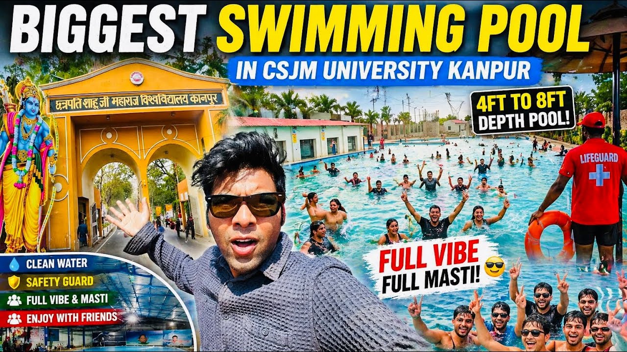 Biggest Swimming Pool in CSJM University Kanpur 😍| Full Vibe & Fun 💦