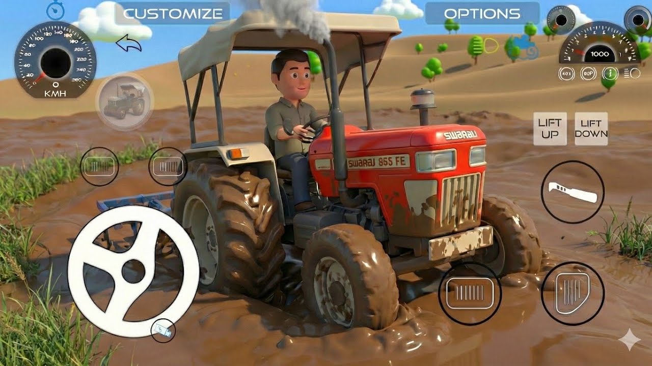 Swaraj 855 Stuck in Real Mud! 😱 Tractor Power Test | Indian Vehicles Simulator 3D
