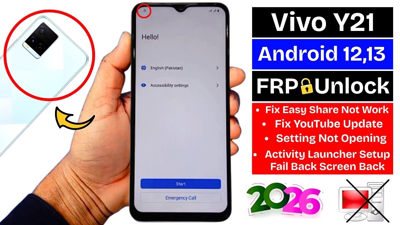 Vivo Y21 FRP Bypass 2026 Without PC Android 12 | Easy Share Not Work | Activity Launcher Setup Fail