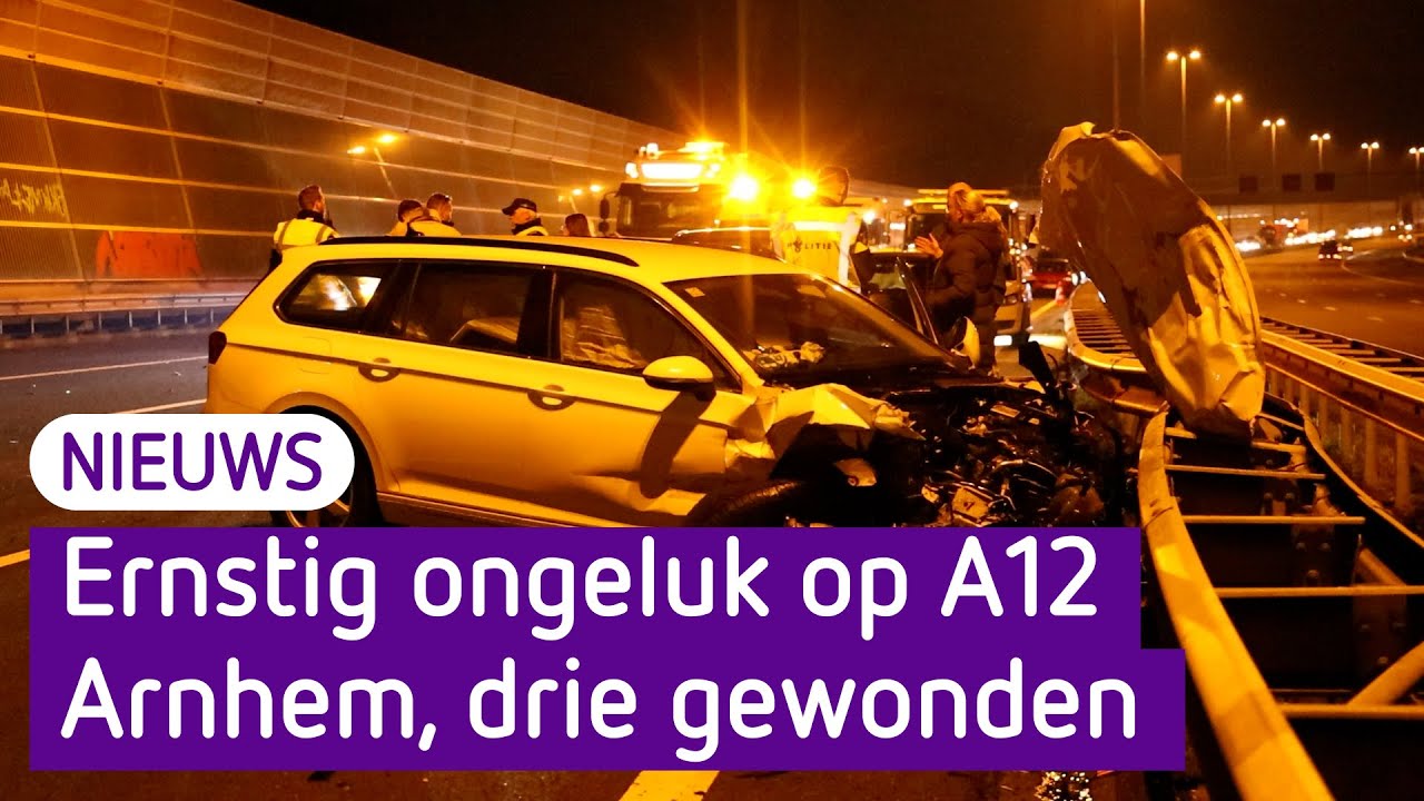 Drie gewonden bij ernstig ongeval op A12 bij Arnhem