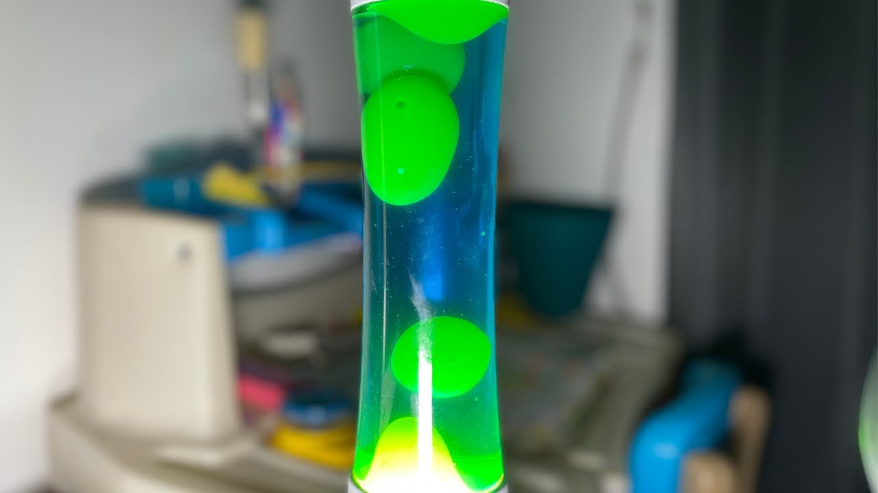 Lava Lamp Blue Liquid Green Wax White Base