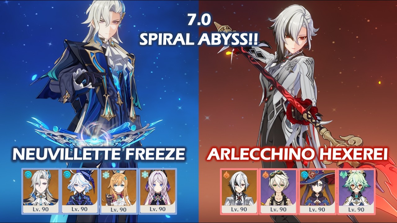 7.0 Spiral Abyss!! | Neuvillette Freeze & Arlecchino Hexerei | Genshin Impact