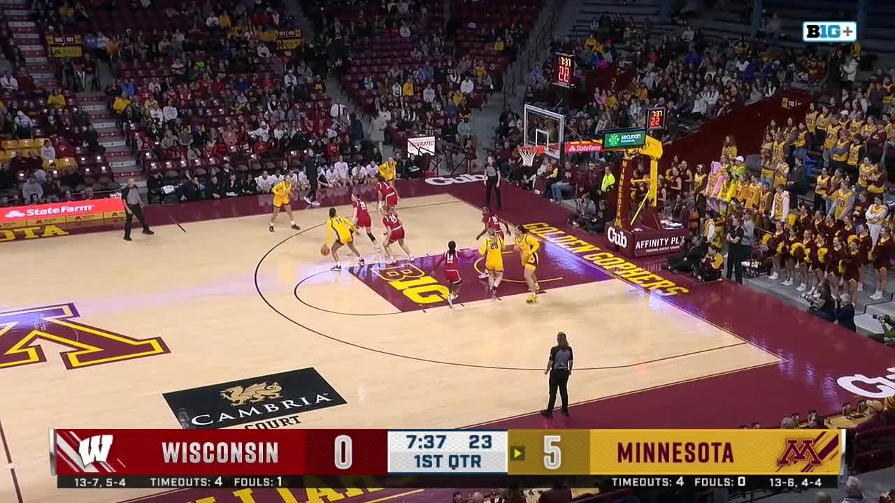Grace Grocholski Knocks it Down from Distance vs. Wisconsin | Minnesota Women's Basketball