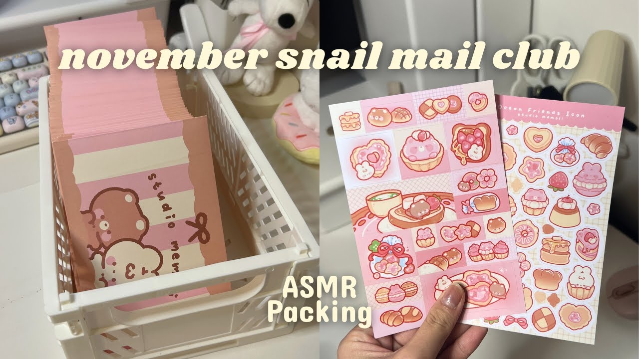 monthly sticker snail MAIL CLUB 💌📬 ASMR packing with me (no talking, no music) november edition