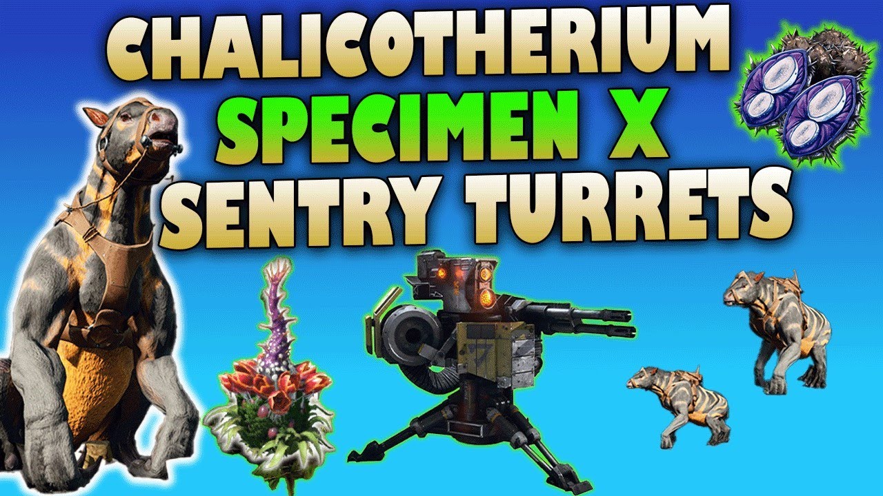 Ark Survival - Chalicotherium Turret Mode Pair With Specimen X For Base Defense - Ark Ascended