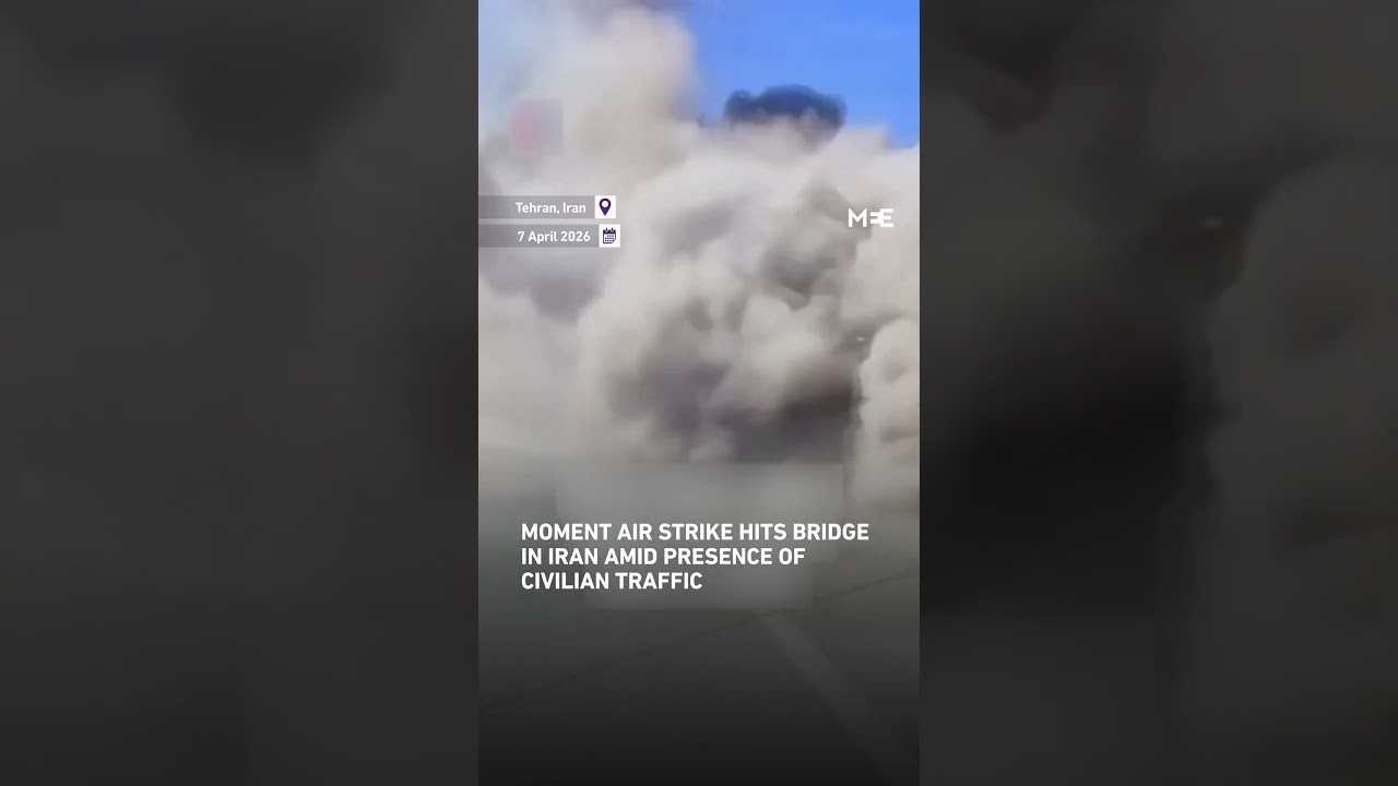 Strike hits civilian bridge in Tehran as vehicles drive by