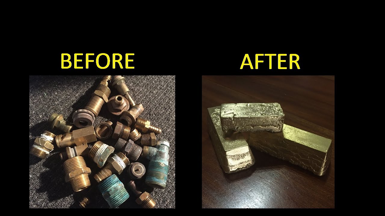 Melting Brass Scrap Metal Casting into Cool INGOTS 1080p Metal Casting full pour vid