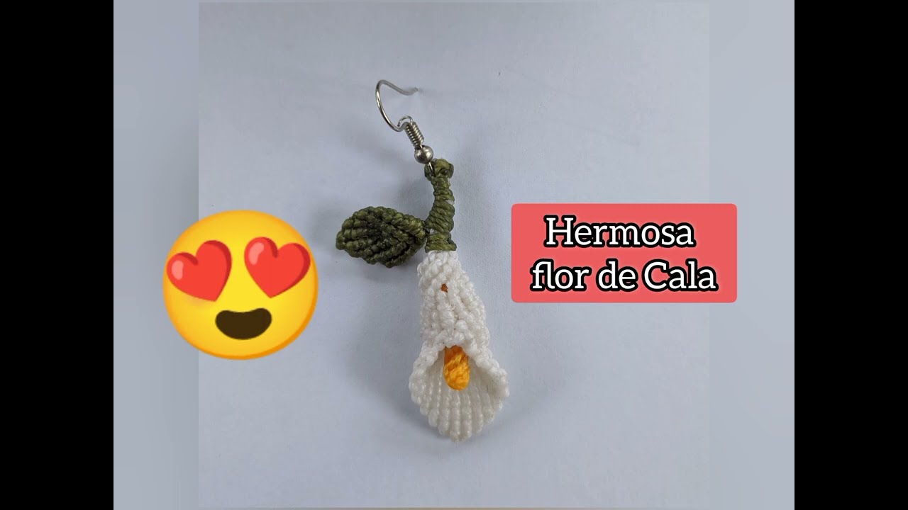 Aretes: flor de Cala en macramé