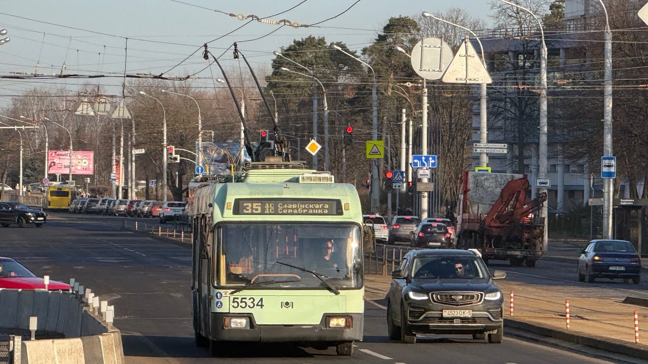 Минск, поездка в троллейбусе, БКМ-321,№ 5534, марш.35 (18.03.2026)