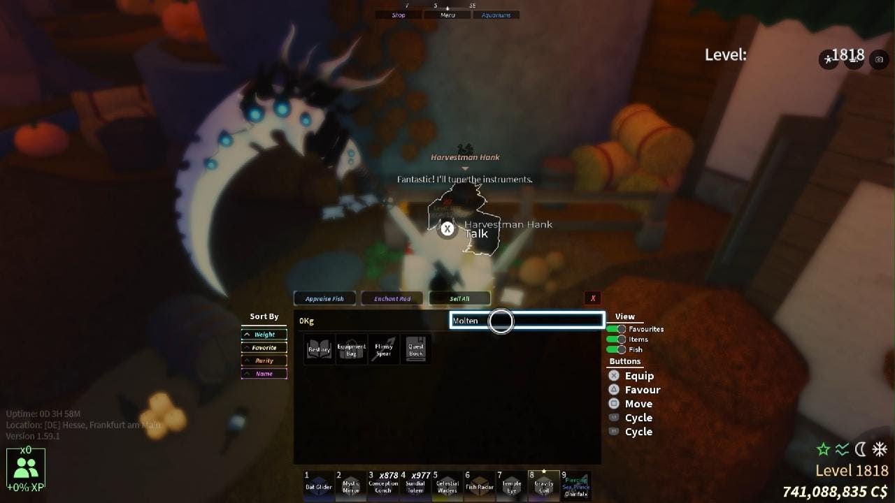 Roblox fisch first quest harvestman hank