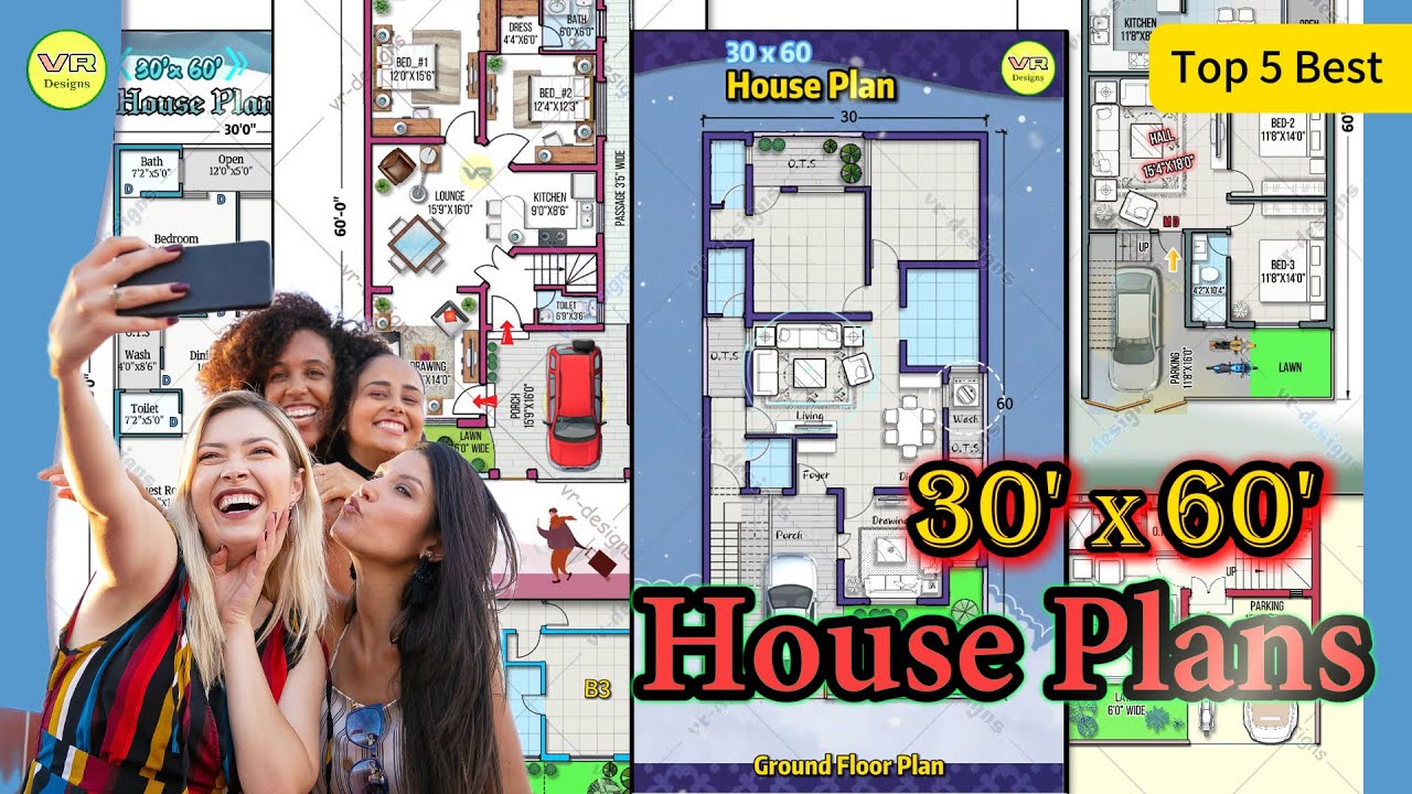 30x60 House Plans: Find Your Perfect Match, Top Collection, 5 House Designs #houseplan#housedesign