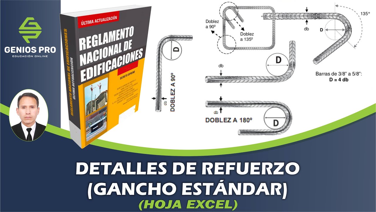 DETALLES DE REFUERZO – GANCHO ESTÁNDAR – DIÁMETROS MÍNIMOS DE DOBLADO (HOJA EXCEL)