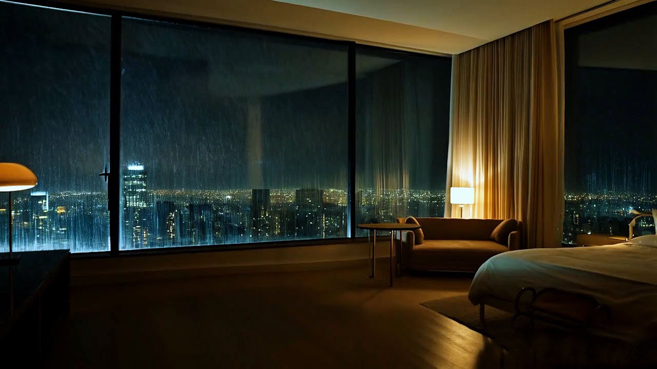 Deep Healing Sleep with Heavy Rain at Night | Relaxing City Rain Window Sounds