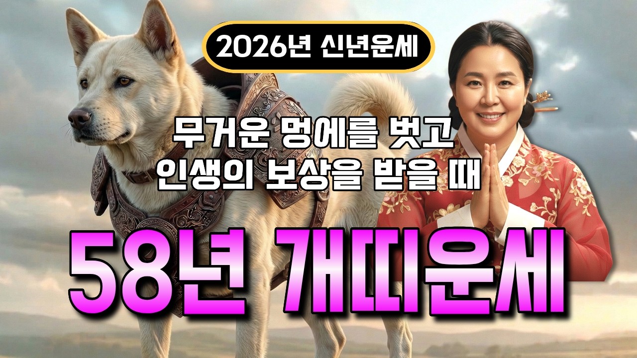 ⭐2026년 58년 무술생 개띠 신년운세⭐'천지개벽' 수준의 재물운 터진다!  "내 인생은 어디 있나" 혼자 가슴 쓸어내리던 세월 끝! 58년생에게 찾아온 기적 같은 보상.