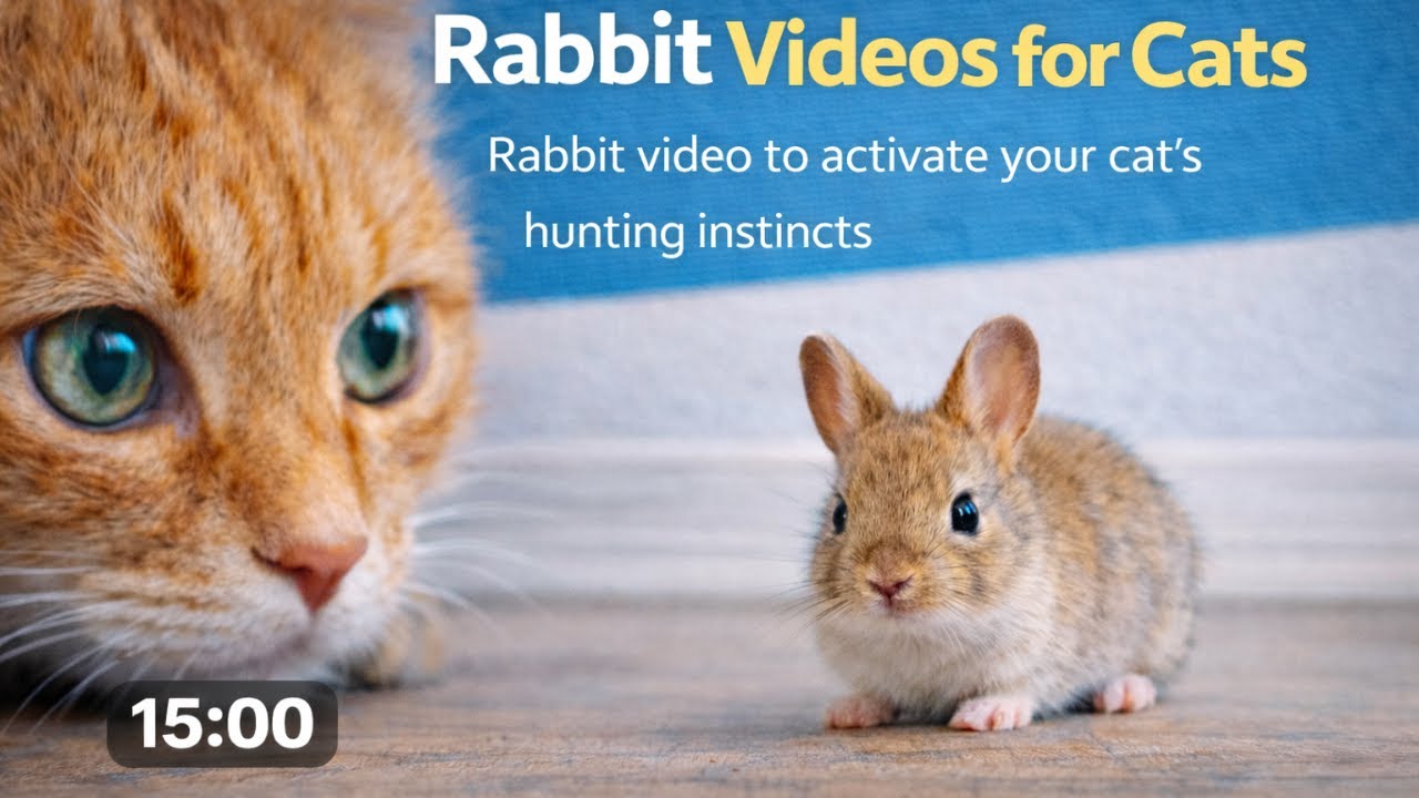 Rabbit Video for Cats 🐰 | 15 Minutes of Hunting Instinct Stimulation (Silent Cat TV)